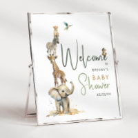 Jungle Safari Animaux Baby shower Affiche de bienv