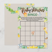 Jungle Safari Animaux Baby shower Bingo Carte de j (Devant / Derrière)