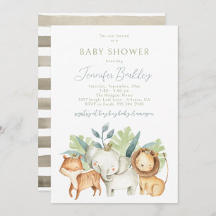 Jungle Safari Animaux Baby shower Invitation