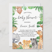 Jungle Safari Animaux Baby shower Invitation (Devant)