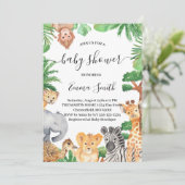 Jungle Safari Animaux Baby shower Invitation (Debout devant)