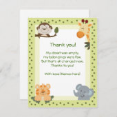 Jungle Safari Animaux Baby shower Merci notes (Devant / Derrière)