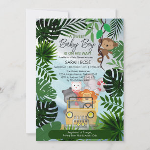 Jungle Safari Animaux Boy Baby shower invitation