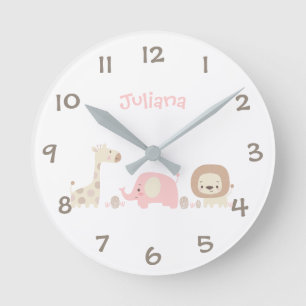 Jungle Safari Animaux Enfants Horloge murale