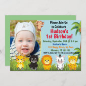 Jungle Safari Animaux Invitation d'anniversaire (Devant / Derrière)