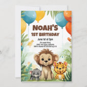 Jungle Safari Anniversaire de fête Invitation pour (Devant)