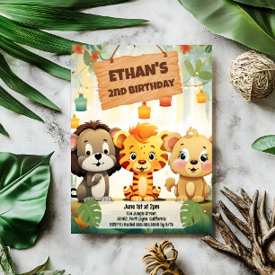 Jungle Safari Anniversaire de fête Invitation pour