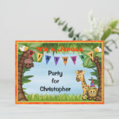 Jungle Safari Anniversaire Fête Invitation (Debout devant)