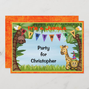 Jungle Safari Anniversaire Fête Invitation