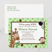 JUNGLE SAFARI AVENTURE Baby shower vert Invitation (Devant / Derrière)