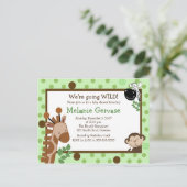JUNGLE SAFARI AVENTURE Baby shower vert Invitation (Debout devant)