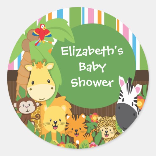 Jungle Safari Baby Animaux Stickers Baby shower (Devant)