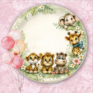 Jungle Safari Baby Shower Feestbordplaat Papieren Bordje