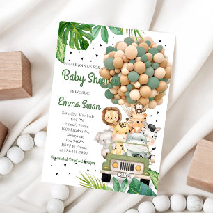 Jungle Safari Baby Shower Groene Dieren Kaart