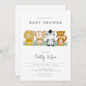 Jungle Safari Baby shower Invitation tropicale (Devant / Derrière)