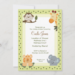 Jungle Safari Baby Shower Invitations 5 x 7 taille