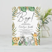 Jungle Safari Baby shower Oh Boy Invitation (Debout devant)