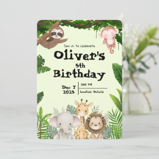 Jungle Safari Birthday Invitation Kaart