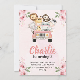 Jungle Safari Birthday Invitation Kaart