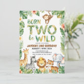 Jungle Safari Born Two Be Wild Birthday Invitation (Debout devant)