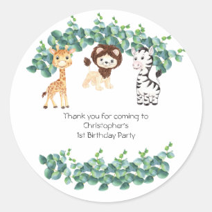 Jungle Safari Boys 1e verjaardag Ronde Sticker