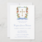 Jungle Safari Crest Boy Baptême Invitation (Devant)