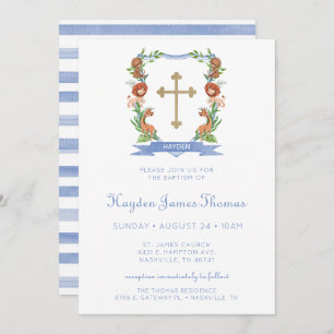 Jungle Safari Crest Boy Baptême Invitation