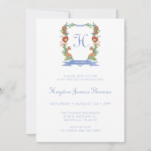 Jungle Safari Crest Boy Sip Et Voir Invitation (Devant)