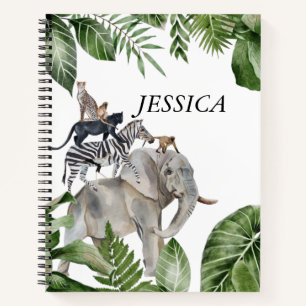Jungle Safari Dier Gepersonaliseerde naam Notitieboek