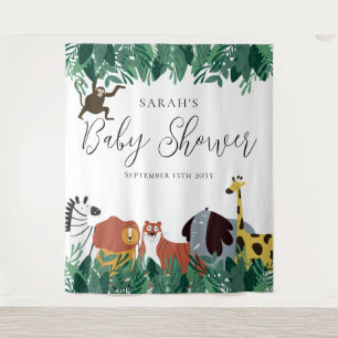 Jungle Safari Dieren Baby Shower Achtergrond Wandkleed