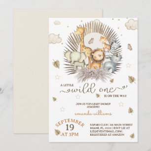 Jungle Safari Dieren Baby Shower  Kaart