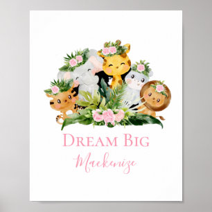 Jungle Safari Dieren Dream Big Nursery Poster