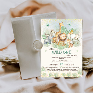 Jungle safari dieren tropische baby shower kaart