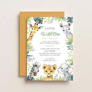 Jungle Safari Dieren Wilde Eén Baby Shower Kaart