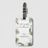 Jungle Safari Giraffe Palmenblad Groene Tinten Bagagelabel (Voorkant (verticaal))