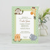 Jungle Safari Green 5x7 Baby Shower Invitations (Debout devant)