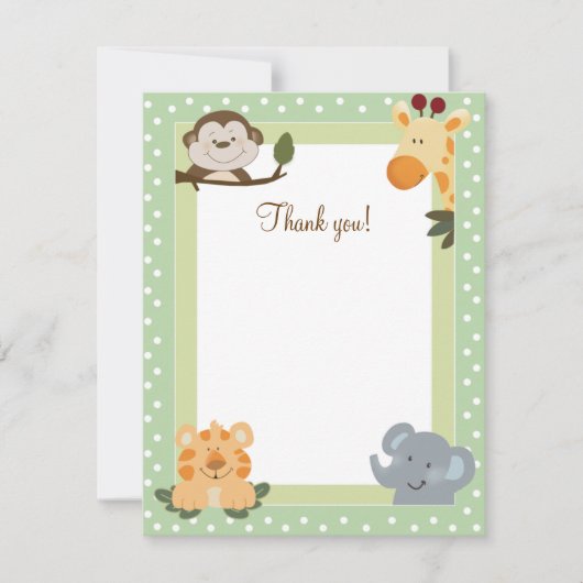 Jungle Safari Green Flat Merci cartes (Devant)
