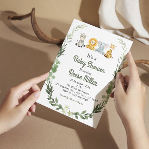 Jungle Safari Groene Baby Shower Feest Kaart