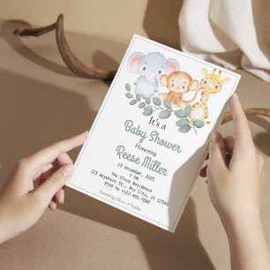Jungle Safari Groene Baby Shower Feest Kaart