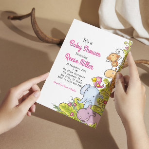Jungle Safari Groene Baby Shower Feest Kaart