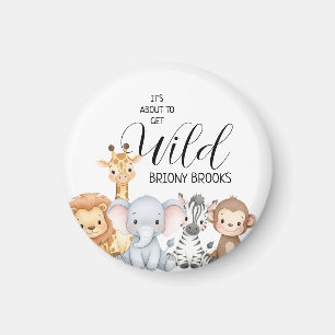Jungle Safari "Het Gaat Wild Worden" Baby Shower Magneet