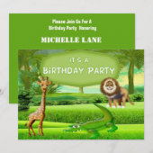 Jungle Safari Invitation Anniversaire (Devant / Derrière)