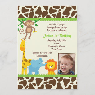 Jungle Safari photo Invitations d'anniversaire