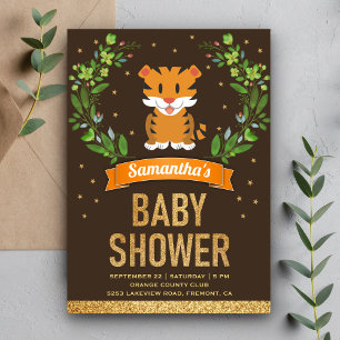 Jungle Safari Schattige Tijger Baby Shower Kaart
