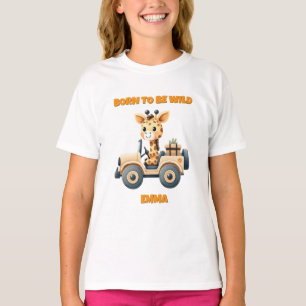 Jungle Safari Verjaardagsmeisje T-Shirt Bewerkbar