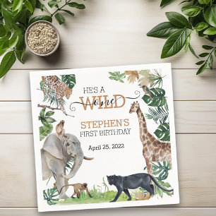 Jungle Safari Wild Eén Verjaardag Zwarte Panter Servet