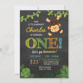 Jungle Singe mignonne invitation d'anniversaire an (Devant)