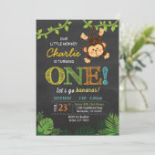 Jungle Singe mignonne invitation d'anniversaire an (Debout devant)