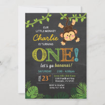 Jungle Singe mignonne invitation d'anniversaire an