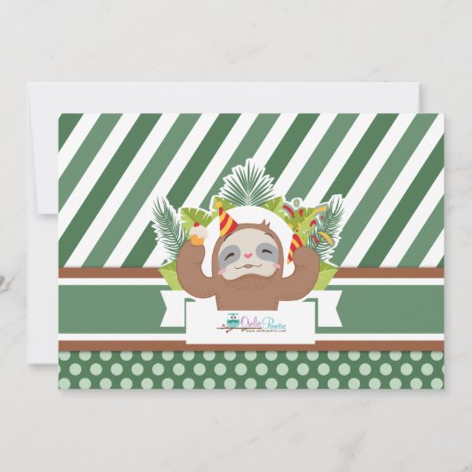 Jungle Sloth Anniversaire Photo Invitation (Dos)